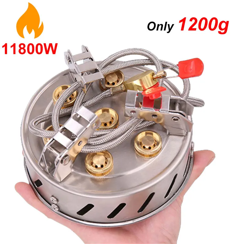 

Outdoor Camping Stove High-power Stainless Steel 7-Head Portable Self-Driving Tour газовая гоѬелка Picnic Cooking Barbecue Cooke